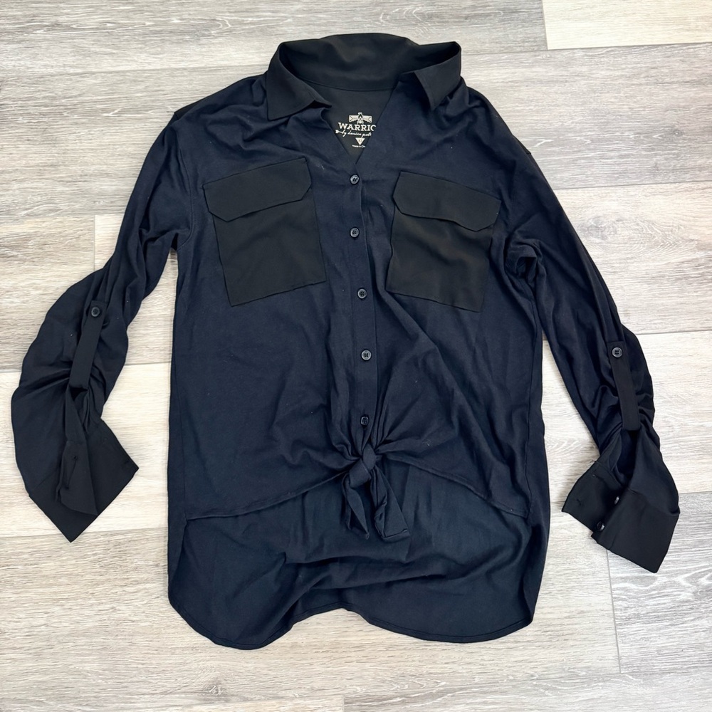 Warrior Casual Black Button Down Shirt